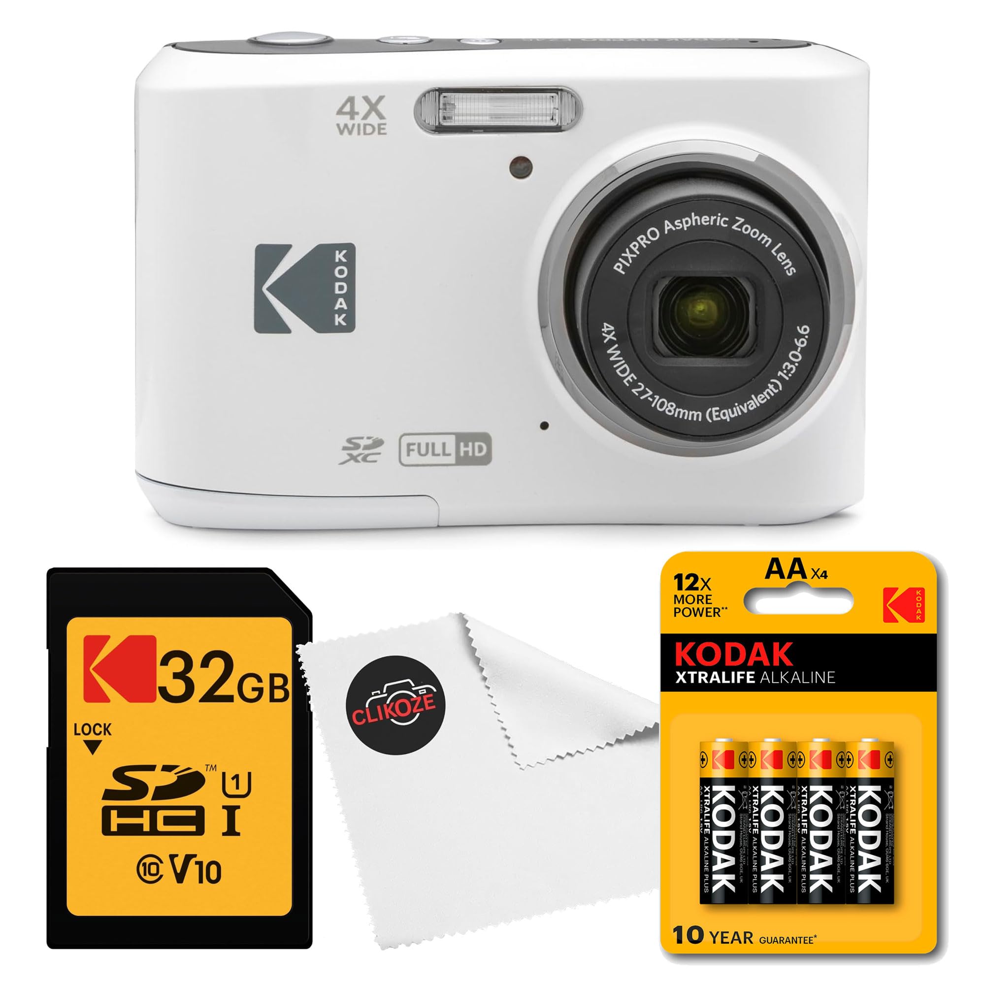 Amazon | Kodak PIXPRO FZ45 デジタルカメラ(白)バンドル 32GB クラス
